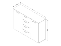 Quarto EOS: Armário 220x210, Cama de casal 180, cômoda, mesinhas de cabeceira. Cor carvalho escuro e preto.