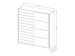 Quarto EOS: Guarda-roupa, Cama 180x200, cômoda, mesinhas de cabeceira. Cor carvalho escuro e preto.