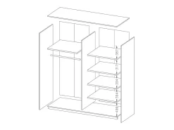 Quarto EOS: Guarda-roupa, Cama 180x200, cômoda, mesinhas de cabeceira. Cor carvalho escuro e preto.