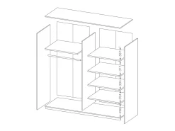 Quarto EOS: Guarda-roupa de 2 metros, Cama 180x200, Cômoda, Mesinhas de cabeceira. Cor carvalho escuro e preto.