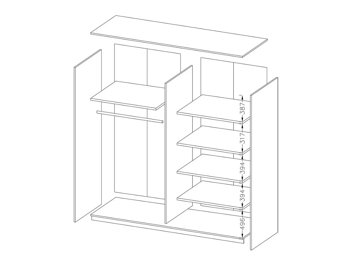 Quarto EOS: Guarda-roupa de 2 metros, Cama 180x200, Cômoda, Mesinhas de cabeceira. Cor carvalho escuro e preto.