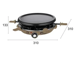 Raclette multifunção Little Balance Meuuuh para 6 pessoas 1200W taupe com crepeira e 6 panelinhas
