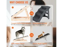 Rampa para Cães SucceBuy, Rampa Dobrável para Animais de Estimação, 104,9 CM de Comprimento, Altura Ajustável de 35,9 a 65,5 CM
