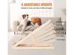 Rampa para Cães SucceBuy, Rampa Dobrável para Animais de Estimação, 104,9 CM de Comprimento, Altura Ajustável de 35,9 a 65,5 CM