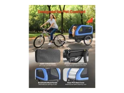 Reboque bicicleta SucceBuy para Cão, Carga 40 kg, Porta Animais de Estimação de Bicicletas, Quadro Dobrável Fácil com Roda a Liberação Rápida, Refletor