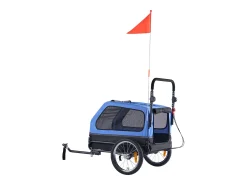 Reboque bicicleta SucceBuy para Cão, Carga 40 kg, Carrinho de Animais de Estimação 2 em 1, Quadro Dobrável Fácil com Roda a Liberação Rápida