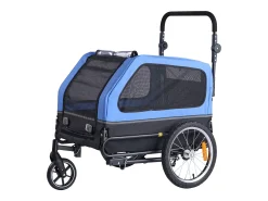 Reboque bicicleta SucceBuy para Cão, Carga 40 kg, Carrinho de Animais de Estimação 2 em 1, Quadro Dobrável Fácil com Roda a Liberação Rápida
