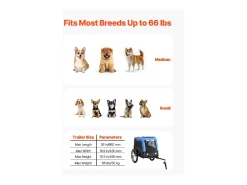 Reboque bicicleta SucceBuy para Cão, Carga 30 kg, Porta Animais de Estimação de Bicicletas, Quadro Dobrável Fácil com Roda a Liberação Rápida, Refletor