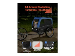 Reboque bicicleta SucceBuy para Cão, Carga 30 kg, Porta Animais de Estimação de Bicicletas, Quadro Dobrável Fácil com Roda a Liberação Rápida, Refletor