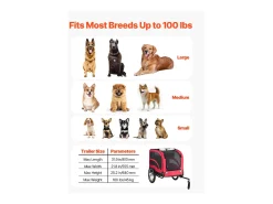 Reboque bicicleta SucceBuy para Cão, Carga 45 kg, Porta Animais de Estimação de Bicicletas, Quadro Dobrável Fácil com Roda a Liberação Rápida, Refletor