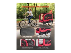 Reboque bicicleta SucceBuy para Cão, Carga 45 kg, Porta Animais de Estimação de Bicicletas, Quadro Dobrável Fácil com Roda a Liberação Rápida, Refletor