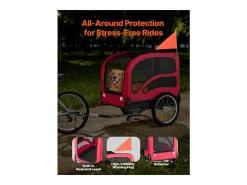 Reboque bicicleta SucceBuy para Cão, Carga 45 kg, Porta Animais de Estimação de Bicicletas, Quadro Dobrável Fácil com Roda a Liberação Rápida, Refletor