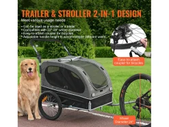 Reboque de Bicicleta 2 em 1, SucceBuy Reboque e Carrinho para Cães e Gatos, Capacidade de 40 kg, Resistente à Água