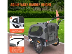Reboque de Bicicleta 2 em 1, SucceBuy Reboque e Carrinho para Cães e Gatos, Capacidade de 40 kg, Resistente à Água