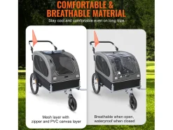 Reboque de Bicicleta 2 em 1, SucceBuy Reboque e Carrinho para Cães e Gatos, Capacidade de 40 kg, Resistente à Água