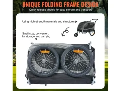 Reboque de Bicicleta 2 em 1, SucceBuy Reboque e Carrinho para Cães e Gatos, Capacidade de 40 kg, Resistente à Água
