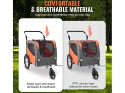 Reboque de Bicicleta 2 em 1, SucceBuy Reboque e Carrinho para Animais de Estimação, Capacidade de Transporte de Cães e Gatos de 30 kg, Resistente à Água