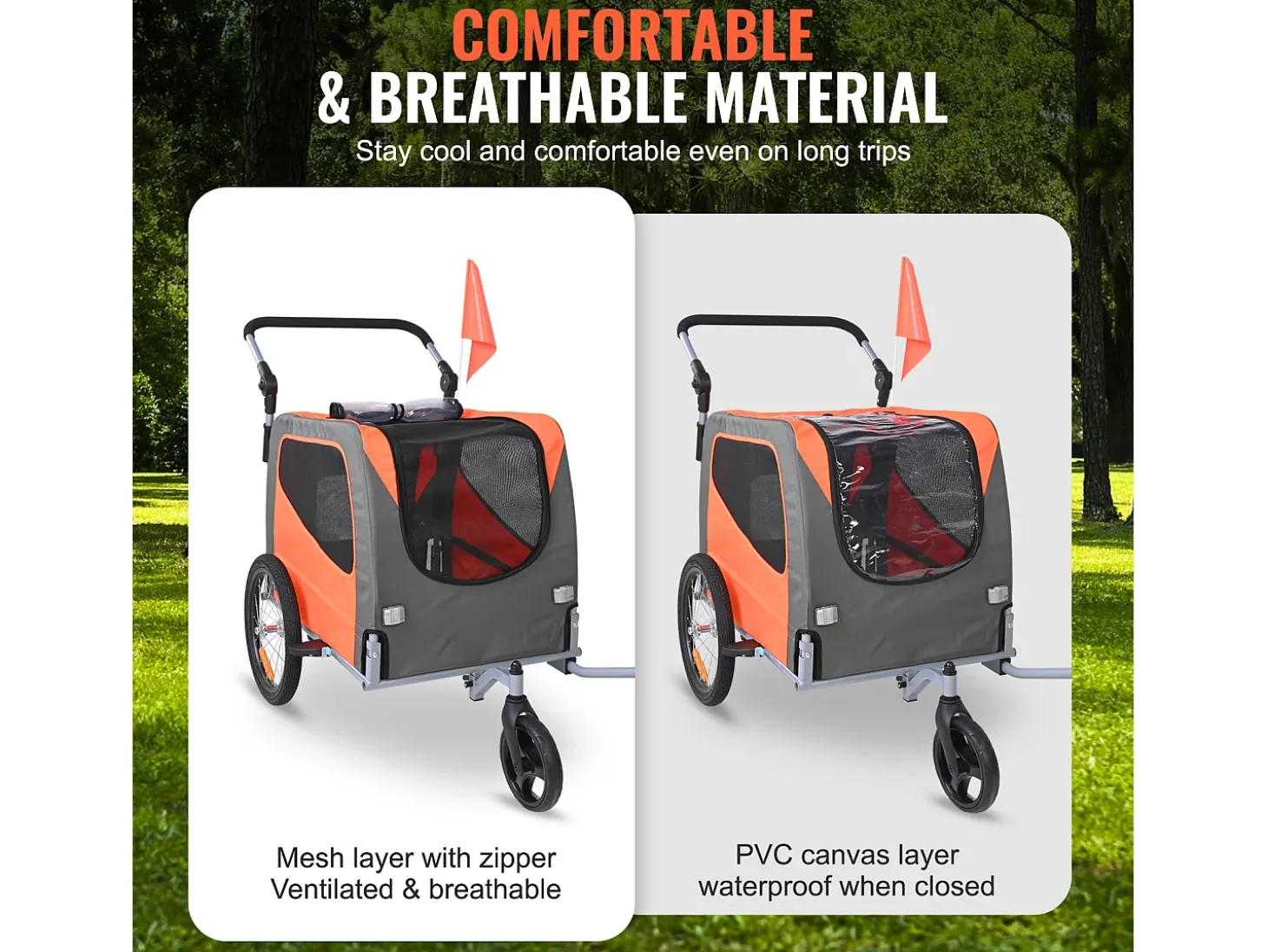 Reboque de Bicicleta 2 em 1, SucceBuy Reboque e Carrinho para Animais de Estimação, Capacidade de Transporte de Cães e Gatos de 30 kg, Resistente à Água