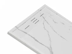Receptor branco mármore extra-plano em resina SMC cortável, com sifão, 120x90 cm, LYROSA