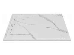 Receptor de estilo italiano cortável em resina SMC - Branco marmorizado - 120 x 90 cm - LYROSA