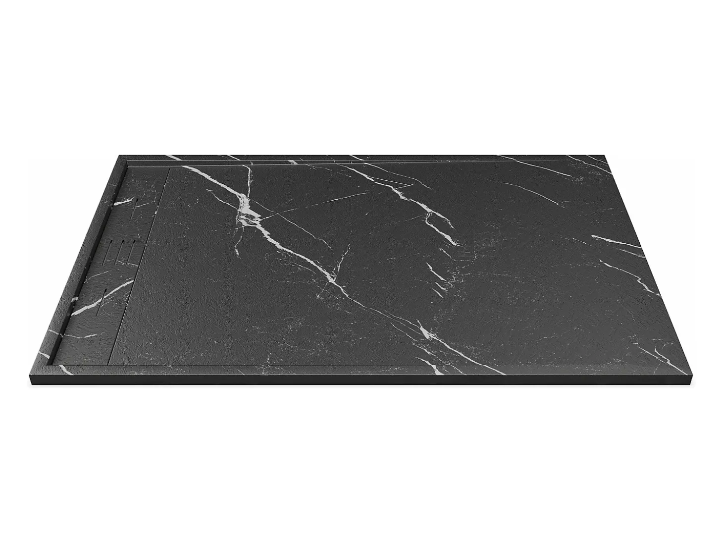 Receptor de estilo italiano cortável em resina SMC - Preto marmorizado - 140 x 90 cm - LYROSA