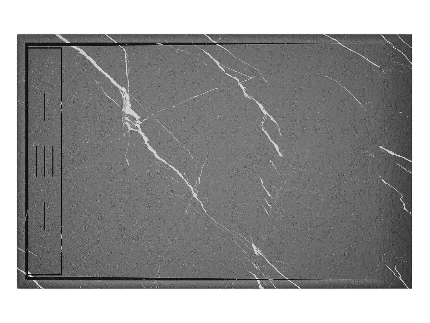 Receptor de estilo italiano cortável em resina SMC - Preto marmorizado - 140 x 90 cm - LYROSA