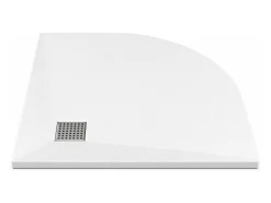 Receptor extraplano para pousar ou encastrar, cortável, em resina SMC em quarto de círculo com sifão - Branco - 80 x 80 cm - SYFORSA