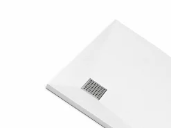 Receptor extraplano para pousar ou encastrar, cortável, em resina SMC em quarto de círculo com sifão - Branco - 80 x 80 cm - SYFORSA