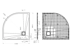 Receptor extraplano para pousar ou encastrar, cortável, em resina SMC em quarto de círculo com sifão - Branco - 80 x 80 cm - SYFORSA