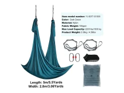 Rede De Yoga Aérea SucceBuy Rede De Yoga Aérea 5,5 Metros Nylon Suspenso Sling Inversão Verde