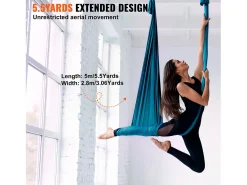 Rede De Yoga Aérea SucceBuy Rede De Yoga Aérea 5,5 Metros Nylon Suspenso Sling Inversão Verde
