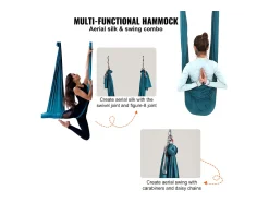 Rede De Yoga Aérea SucceBuy Rede De Yoga Aérea 5,5 Metros Nylon Suspenso Sling Inversão Verde