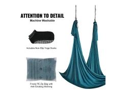 Rede De Yoga Aérea SucceBuy Rede De Yoga Aérea 5,5 Metros Nylon Suspenso Sling Inversão Verde