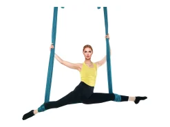 Rede De Yoga Aérea SucceBuy Rede De Yoga Aérea 5,5 Metros Nylon Suspenso Sling Inversão Verde