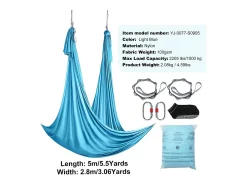 Rede De Yoga Aérea SucceBuy 5,5 Metros, Nylon, Azul, Kit Completo Para Fitness