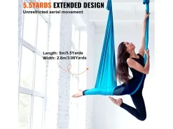 Rede De Yoga Aérea SucceBuy 5,5 Metros, Nylon, Azul, Kit Completo Para Fitness