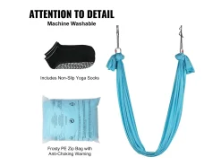 Rede De Yoga Aérea SucceBuy 5,5 Metros, Nylon, Azul, Kit Completo Para Fitness