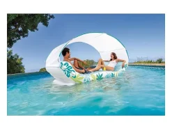 Rede Inflável Tropical 1 Lugar 224 cm PVC Multicolor com Guarda-Sol e Porta-Copos