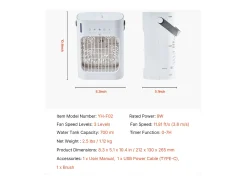 Refrigerador de Ar Portátil, SucceBuy 4 em 1 Ar Condicionado Portátil com Depósito de Água de 700 mL