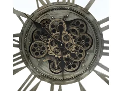 Relógio de Parede com Mecanismo Aparente em Metal Envelhecido de 80 cm de Diâmetro