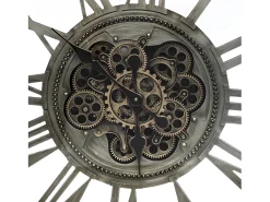 Relógio de Parede com Mecanismo Aparente em Metal Envelhecido de 80 cm de Diâmetro