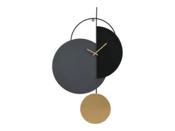 Relógio de parede design em metal D45 x L77 x A4,5 cm preto e dourado - FERNIA