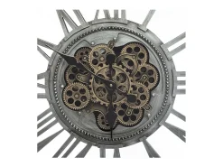 Relógio de Parede em Metal Cinza com Mecanismo Aparente 80 x 80 cm