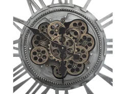 Relógio de Parede em Metal Cinza com Mecanismo Aparente 80 x 80 cm
