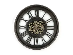 Relógio de parede engrenagem metal e vidro D60 cm preto - ASTORIA