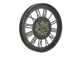 Relógio de parede engrenagem metal e vidro D60 cm preto - ASTORIA