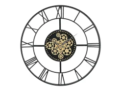 Relógio de parede industrial D. 80 cm metal preto e dourado - KARIAL