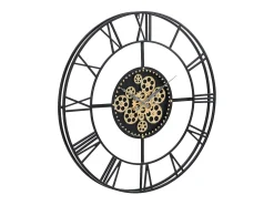 Relógio de parede industrial D. 80 cm metal preto e dourado - KARIAL