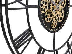 Relógio de parede industrial D. 80 cm metal preto e dourado - KARIAL