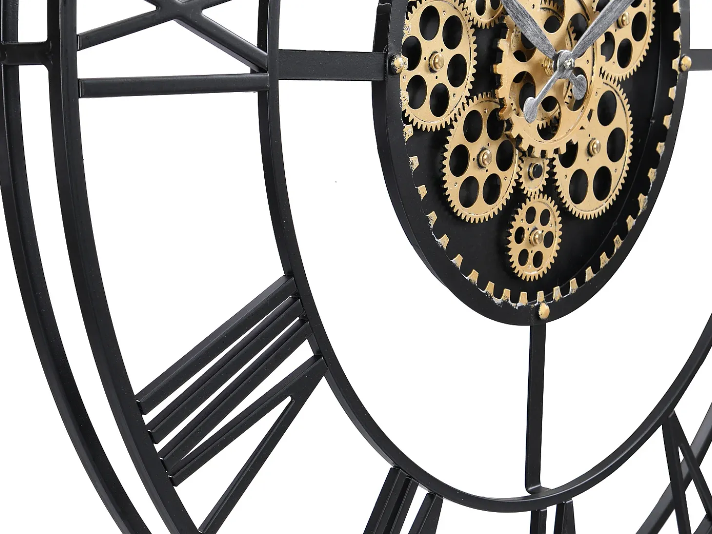 Relógio de parede industrial D. 80 cm metal preto e dourado - KARIAL